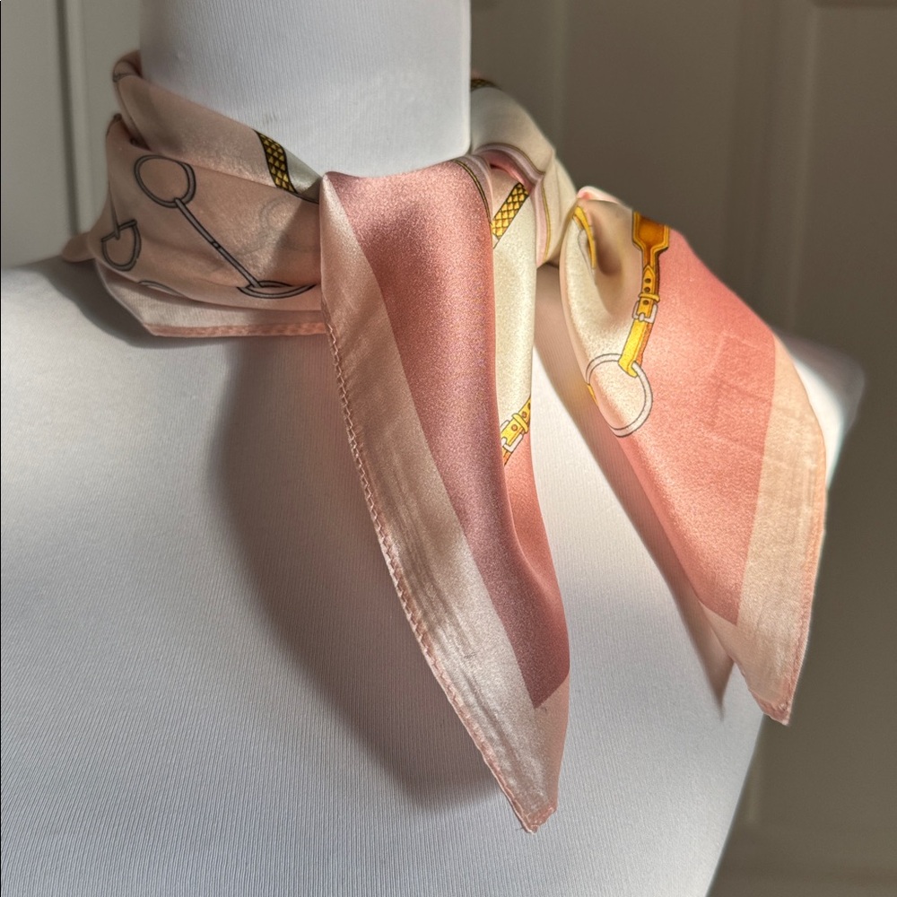 Elegant Pink and Gold Silk Scarf
